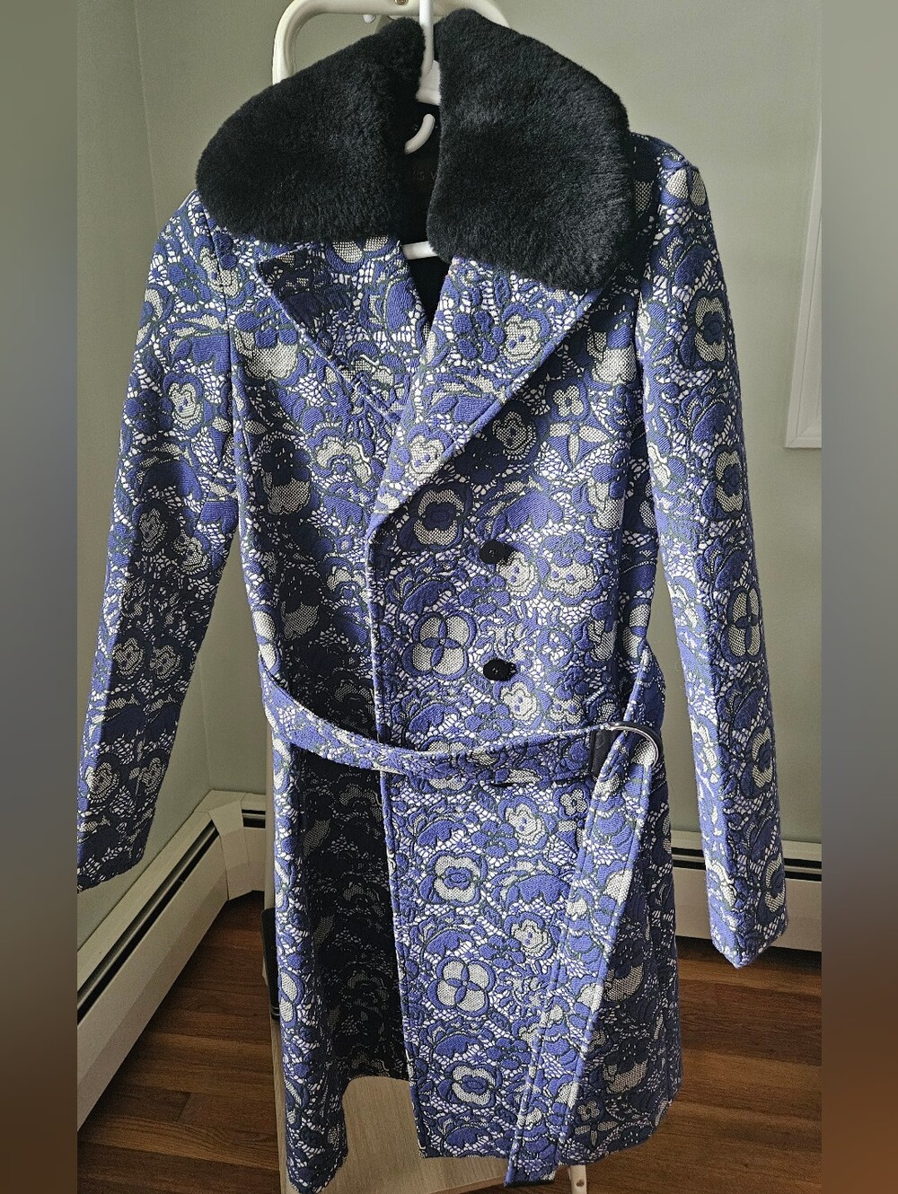 Louis Vuitton Double Breasted Trench Coat Blue Size 34